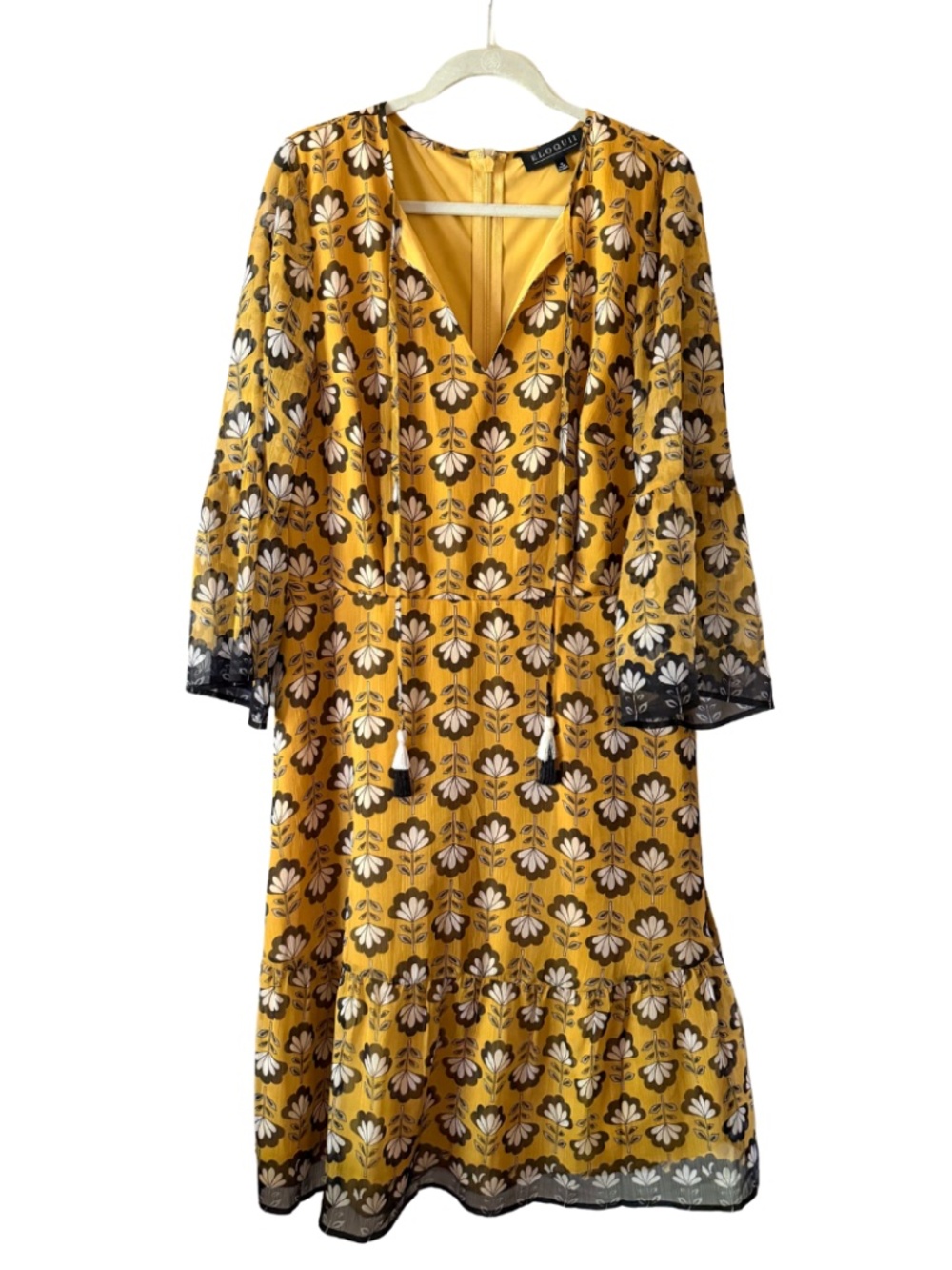 Eloquii Yellow Chiffon Print Dress